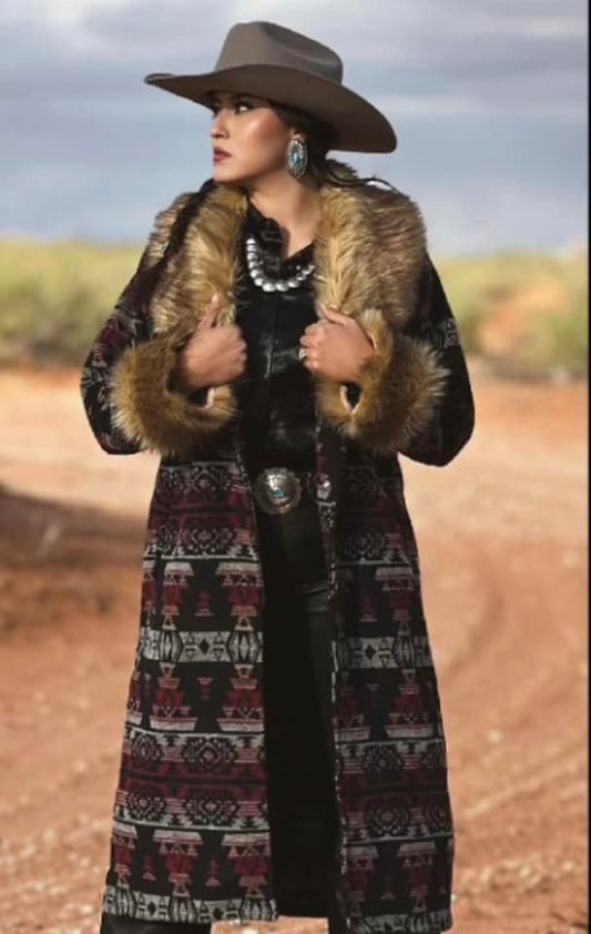 Aztec And Fur Long Coat